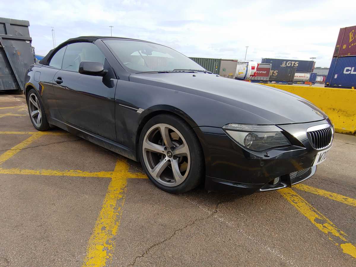 2005 BMW 645ci. Shows complete car before being stripped down for parts.